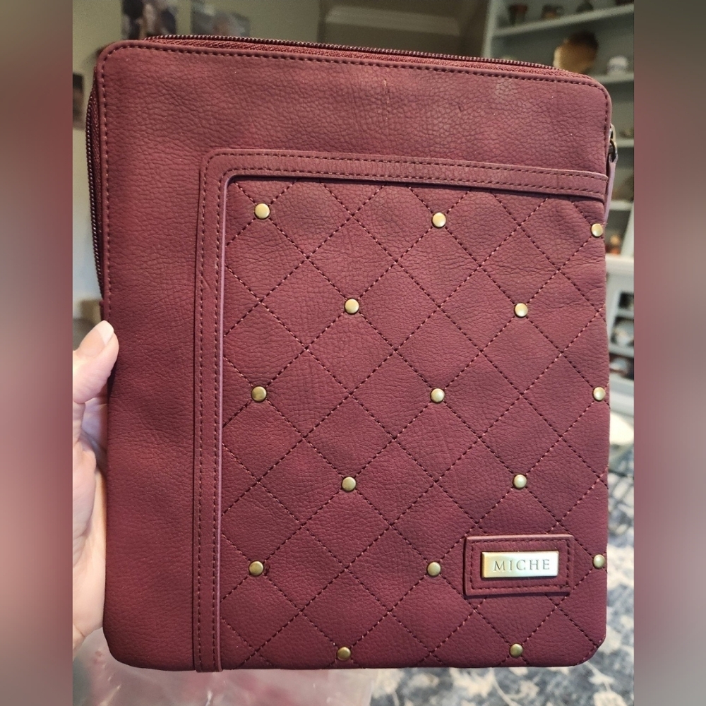 Miche Quilted Burgundy 10" iPad Tablet Pouch Sleeve